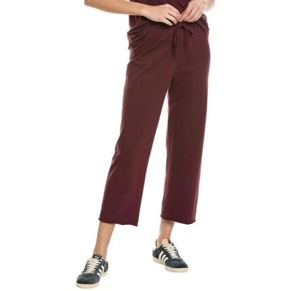 NEW James Perse French Terry Cutoff Raw Edge Sweatpants  Deep Red- - 2 / Medium - Picture 1 of 4